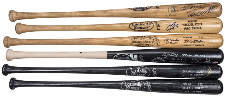 Lot of (6) New York Mets Signed Pro Model & Commemorative Bats - 1 Unsigned (Beckett)